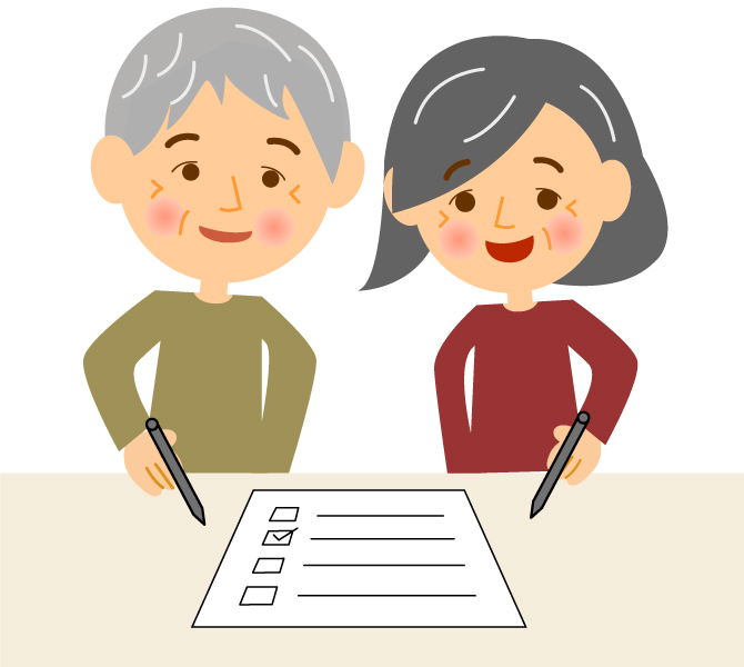 チェック表を書いているイラスト